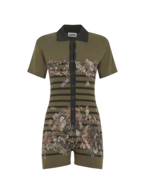 Jean Paul Gaultier floral-print striped playsuit Green 2601WJS008K022