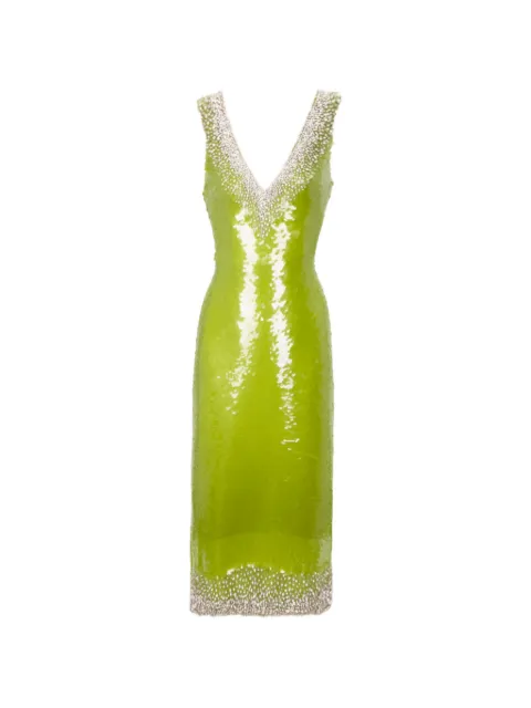 Gemy Maalouf fitted sequins midi dress Green GMW247136MD