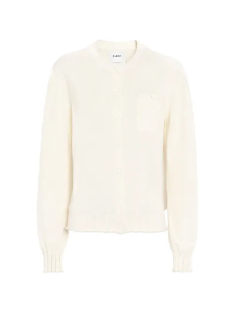 Barrie cashmere and cotton with ribbed detailing cardigan Blue C320265