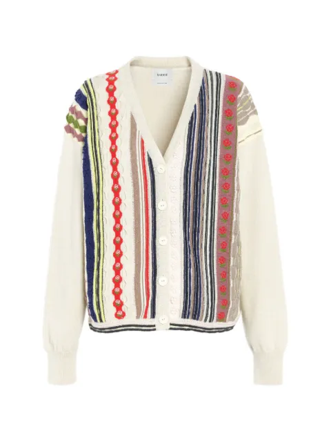 Barrie cashmere stripe motif cardigan Neutrals C326271