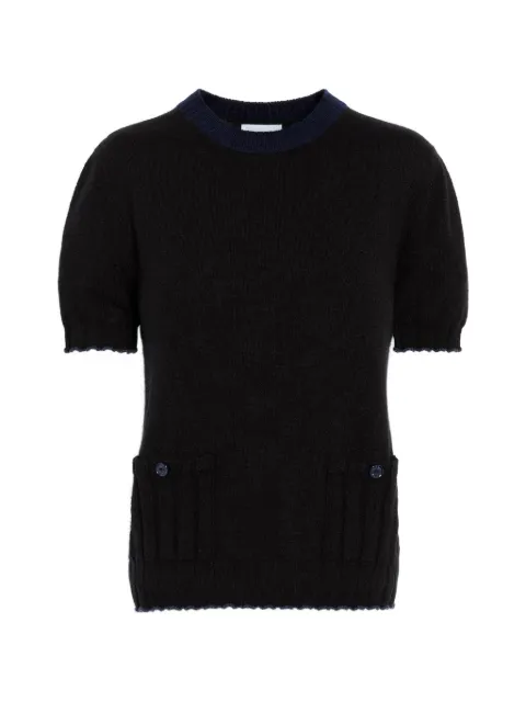 Barrie ribbed detailing top Black C320354