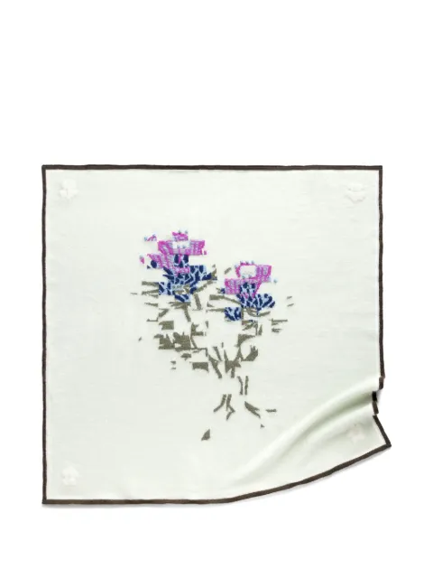 Barrie Cashmere scarf with thistle motif Green C328882