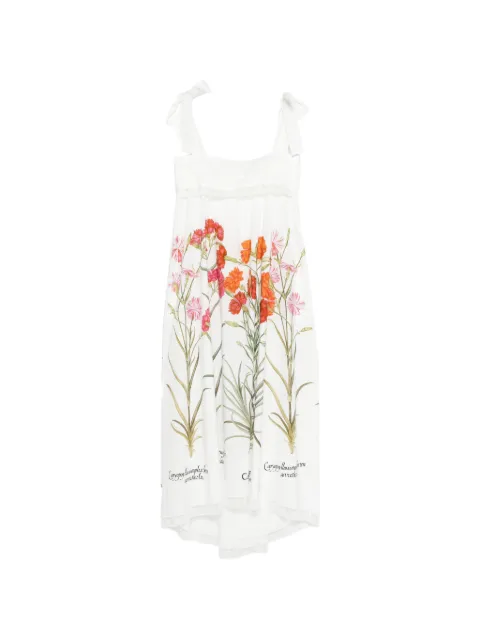 Alberta Ferretti floral-detail tie-strap midi dress White A04431654