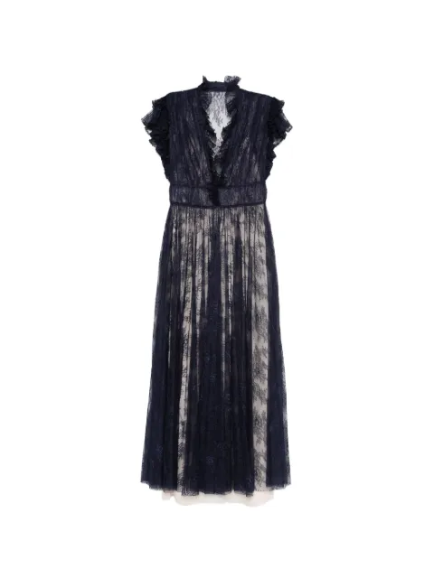Alberta Ferretti ruffled lace-detail midi dress Blue A04101648