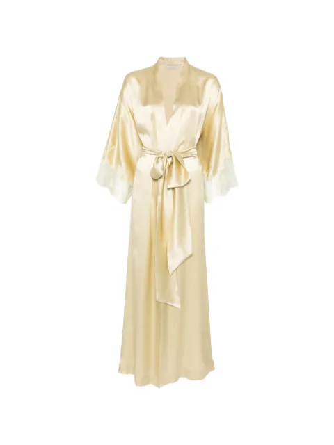 Carine Gilson lace-detail robe Yellow LO0168DSS26LIMCIT