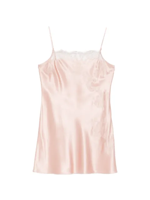 Carine Gilson lace-detail straight-neckline silk slip Pink LO0400HSS26FSARSA