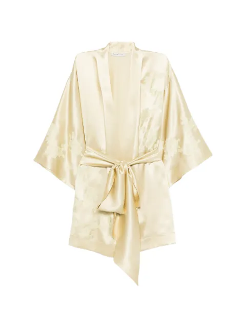 Carine Gilson lace-detail robe Yellow LO0928SSS26LIMCIT