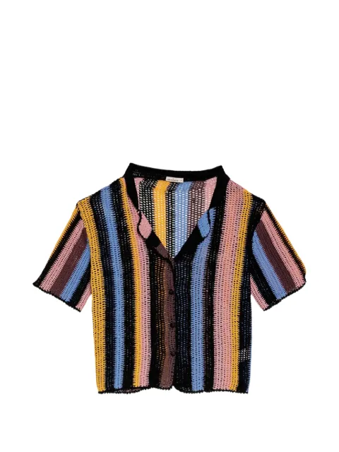 Agua By Agua Bendita Axel stripe crochet shirt Black AF1001026L1