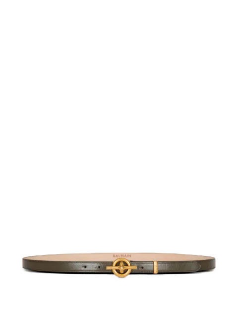 Balmain leather T-bar belt Green GM0WJ086LMTE