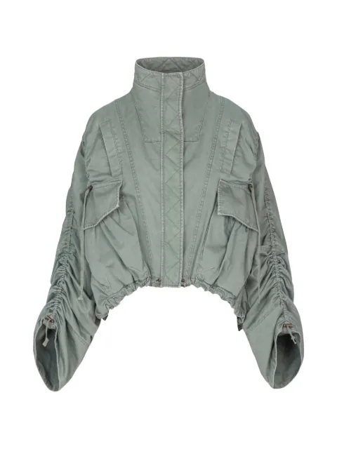 Balmain pockets gathered-sleeve jacket Green GF0TI030CG65
