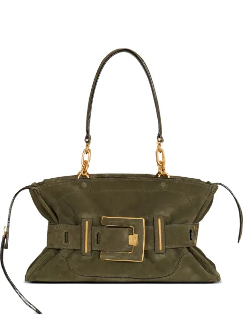 Balmain Anthem suede leather bag Green GN0DB035LCAO
