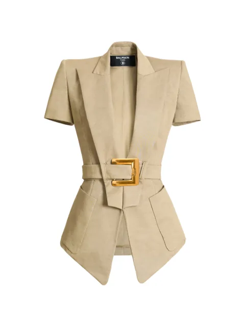 Balmain Anthem belted gabardine jacket Neutrals GF0SB225CG65