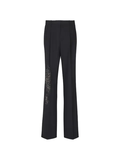 Balmain pleated wool trousers with Sand Effect embroidery Black GH0PO155PD43