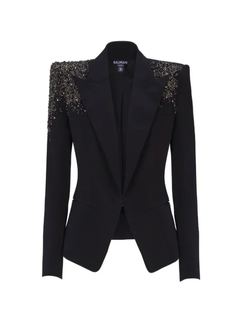 Balmain crepe jacket with Amethyst embroidery Black GF0SE205PD43