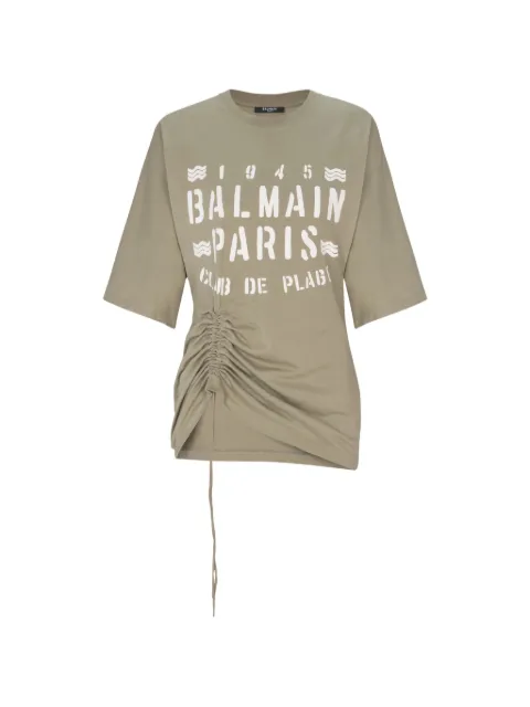 Balmain T-shirt with Balmain club print Green GF0EH035BD55