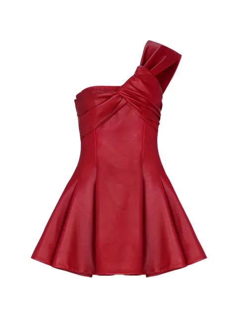 Balmain one-shoulder leather mini dress Red GF0R5179LE35