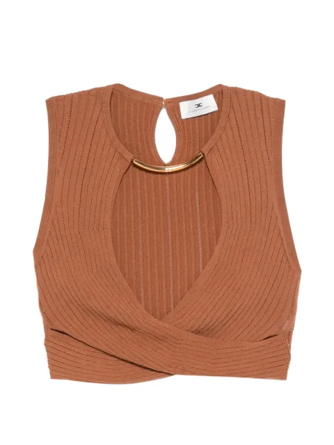 Elisabetta Franchi knit top with jewel detail Brown TK76S61E2