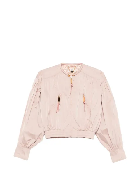 Elisabetta Franchi bomber jacket in voile fabric Pink GB00261E2
