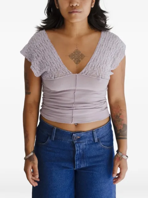 Baserange Nehru V-neck top Purple TTNTLASP26