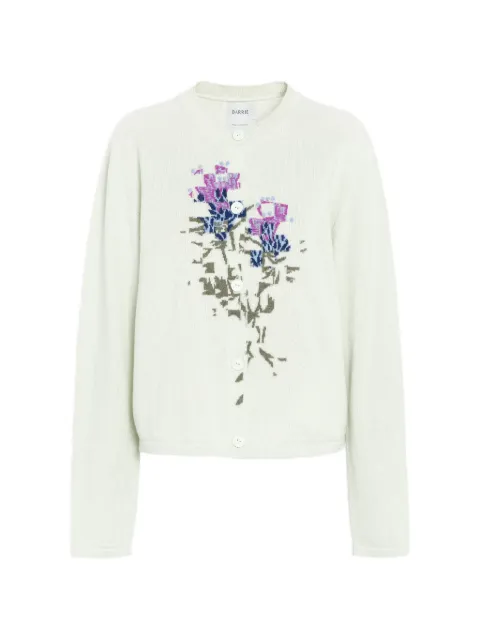 Barrie cashmere with floral motif cardigan Green C327272