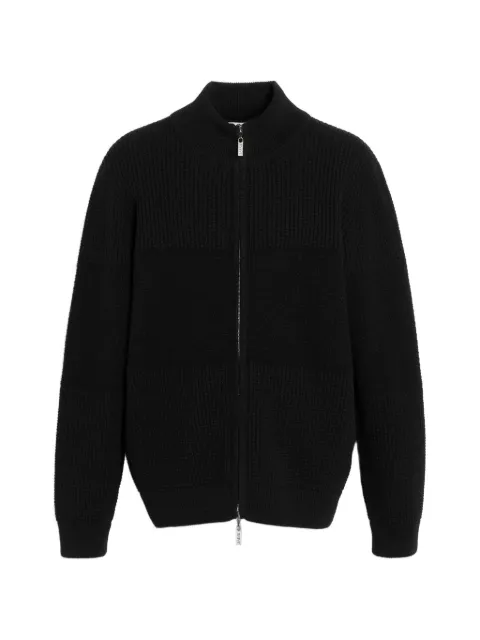 Barrie Chunky waffle-effect zip cardigan Black C330274