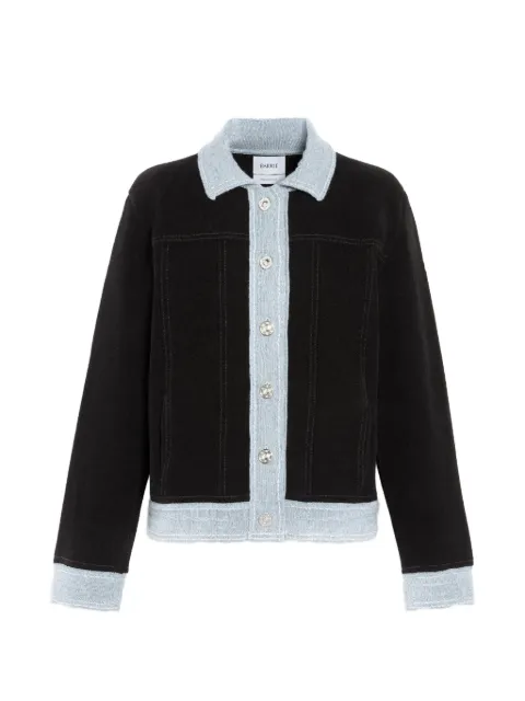 Barrie suede-effect denim jacket Black C323269