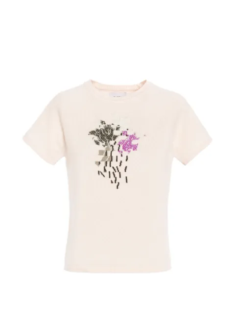Barrie Cashmere top with floral motif Pink C327357