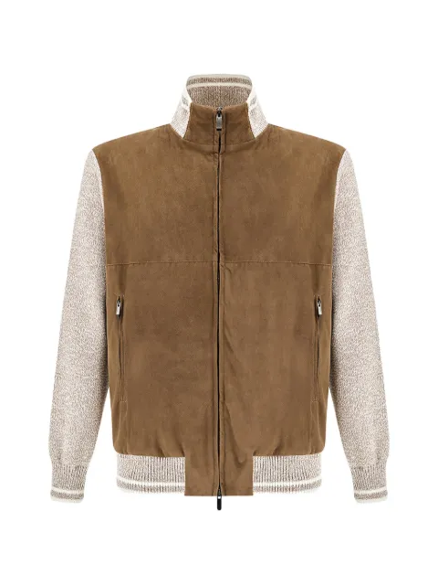 Paul & Shark Aqualeather-panel bomber jacket Brown 26411730109
