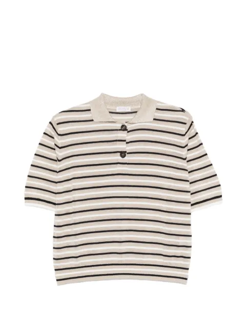 Brunello Cucinelli striped polo top Neutrals M1T272305CVW13