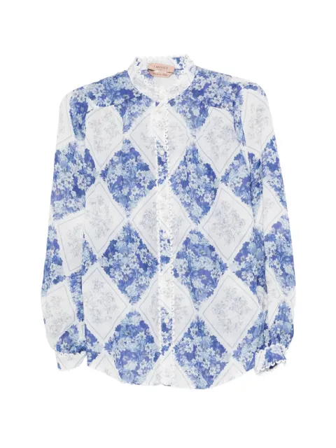 TWINSET ramie shirt with floral print Blue 261TP213E