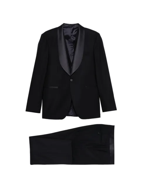 Tagliatore satin-trim suit (set of three) Blue EFNJ18A01LIS060097U