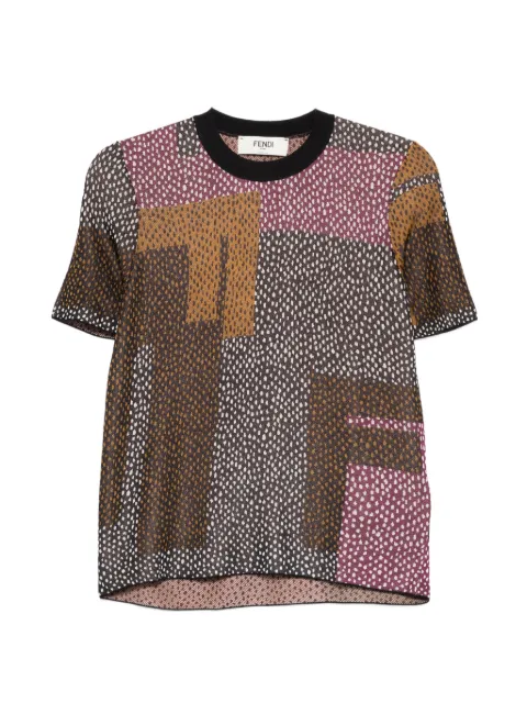 FENDI geometric-pattern T-shirt Brown FZXE42AW4E