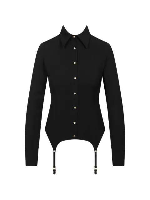 Maison Close lace back suspender shirt Black 564356
