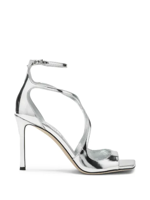 Jimmy Choo Azia 95 metallic leather sandals Silver AZIA95QUI