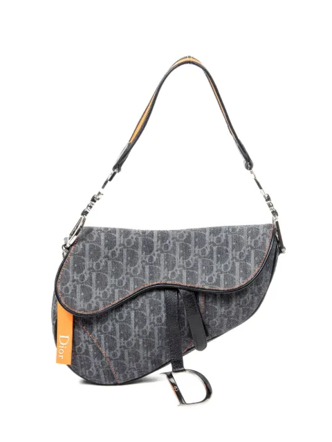 Christian Dior Pre-Owned Flight Saddle Dior Oblique denim tote bag Blue 06RU0095