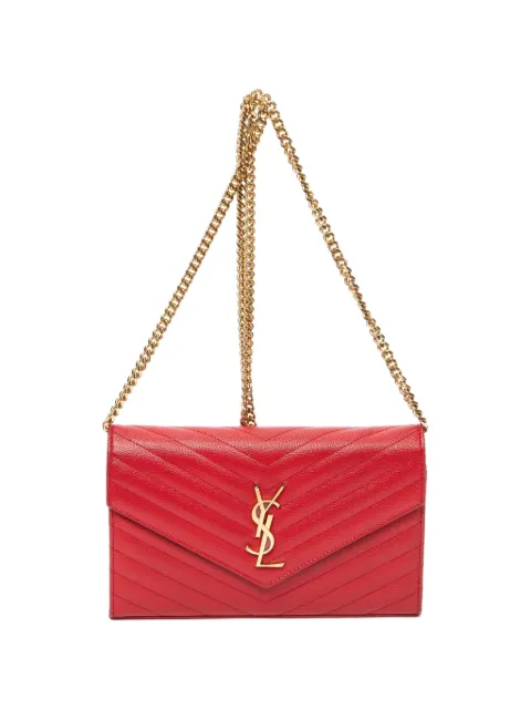 Saint Laurent Pre-Owned Cassandre chevron-pattern crossbody bag Red HPP3778281017
