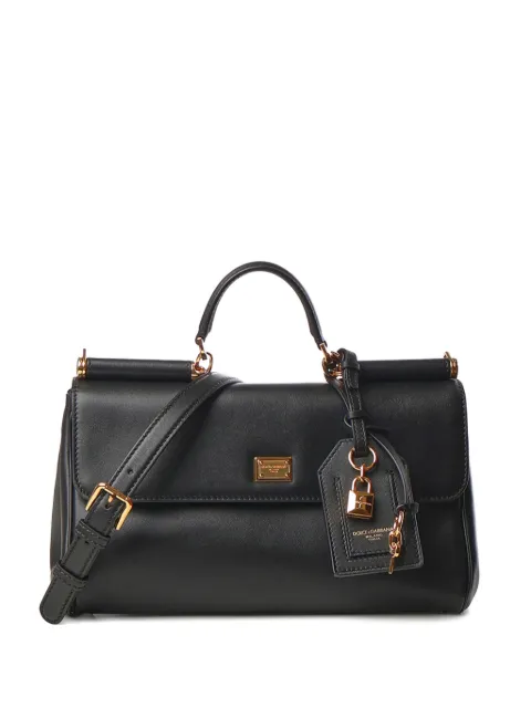 Dolce & Gabbana Sicily Plongé leather tote bag Black BB7782B7321