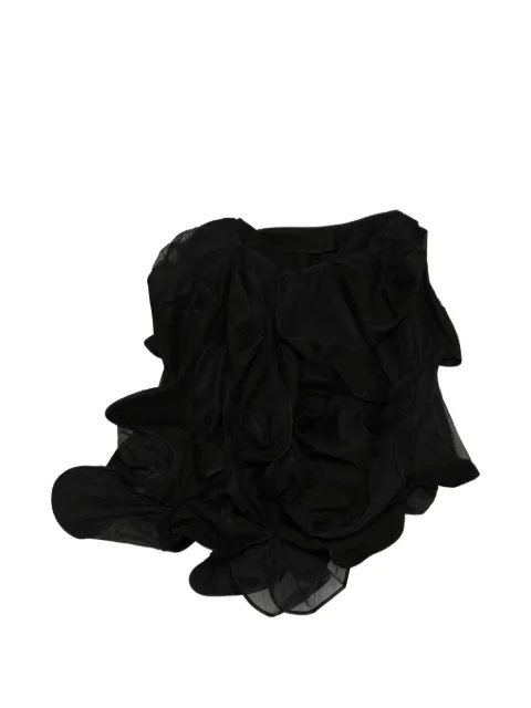 Yohji Yamamoto asymmetric ruffled midi skirt Black FPS11829