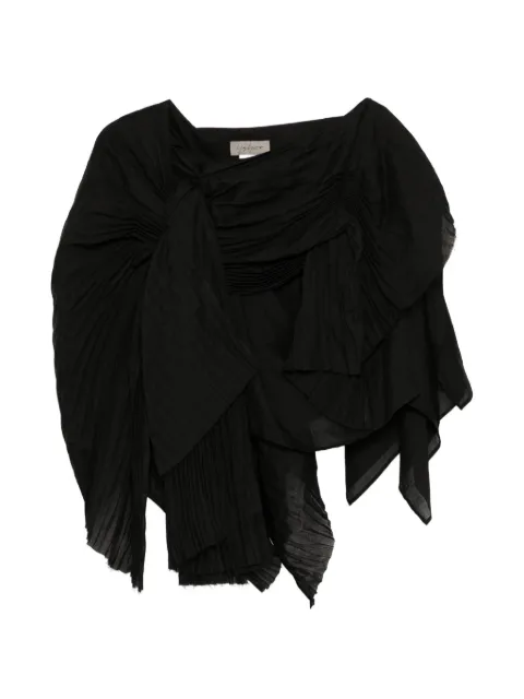 Yohji Yamamoto asymmetric draped midi skirt Black FPS02302