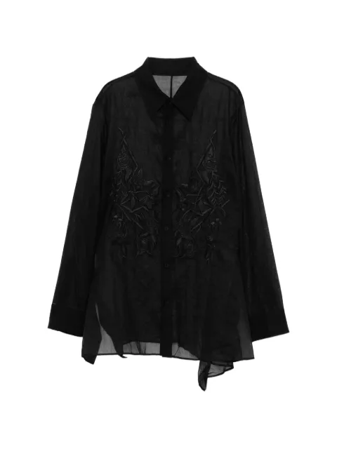 Yohji Yamamoto cotton flared-hem shirt Black FPB65008