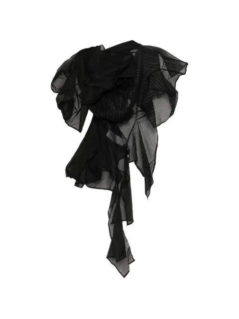 Yohji Yamamoto asymmetric darts 3D blouse Black FPB14822