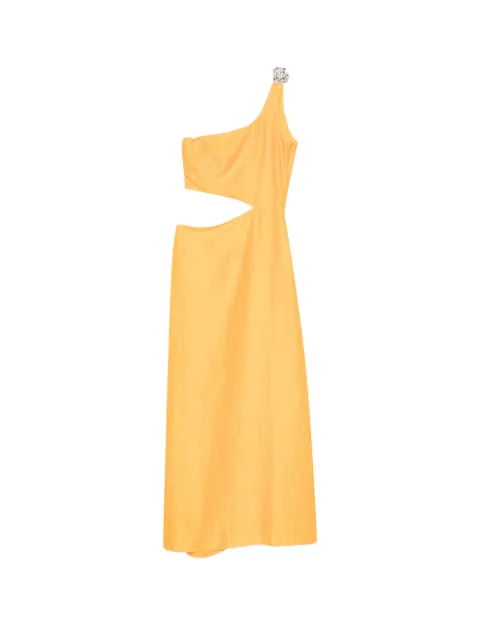 Maje asymmetrical linen-blend dress Orange MFPRO04879