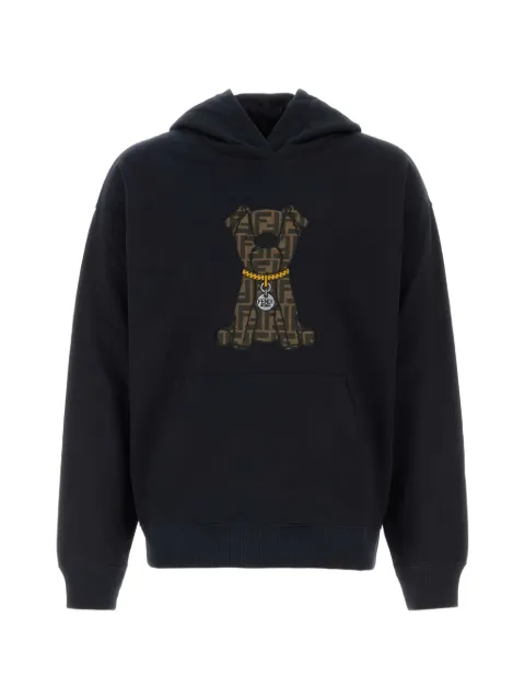 FENDI dog-motif cotton hoodie Blue FY1143AW0Q