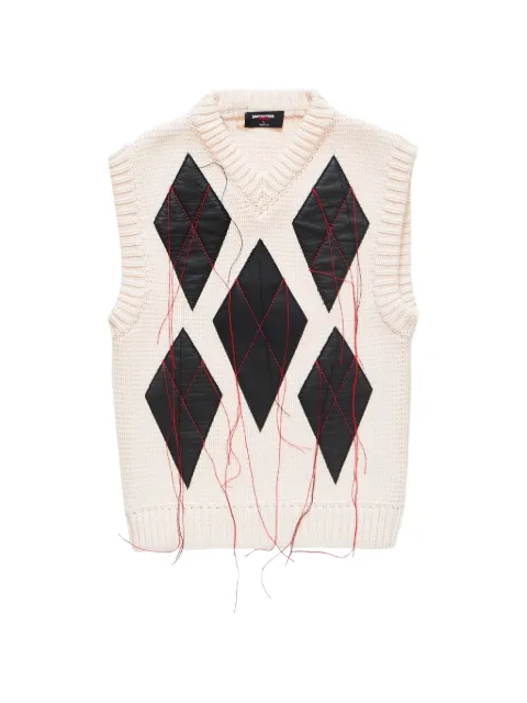 DSQUARED2 x Magliano argyle knit vest Neutrals S71HA1373D13169