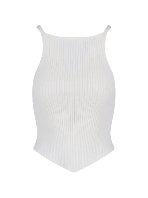 Courrèges ribbed-knit logo-detail top White 123MTO042FI00010001