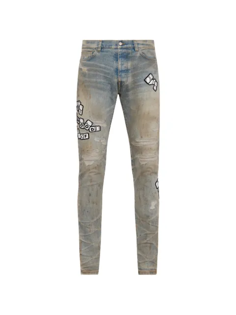 AMIRI domino applique skinny jeans Blue AMBMJE1048
