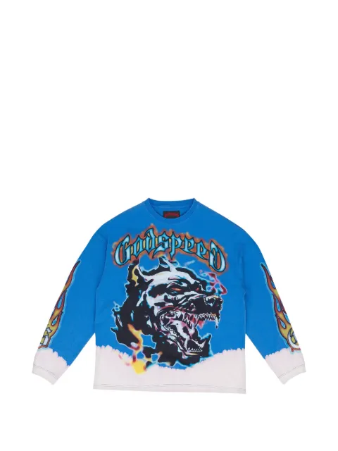 GODSPEED Off The Leash graphic long-sleeve sweatshirt Blue GDSMTPS0037