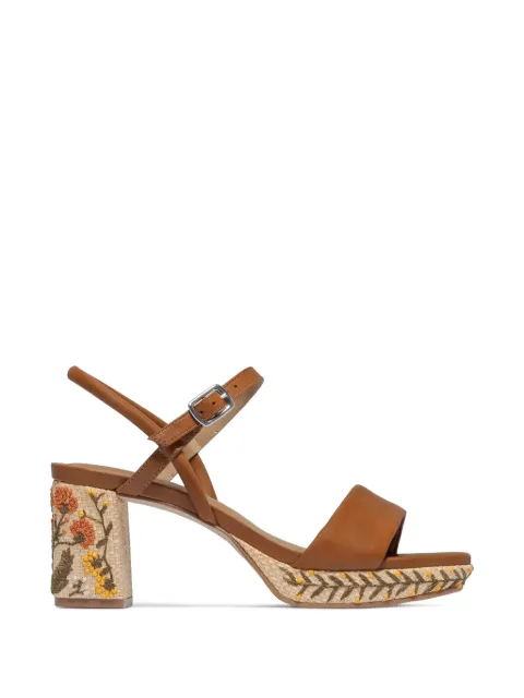 Bernardo Canto floral-embroidered block-heel sandals Brown CANTOEMBRODIERY