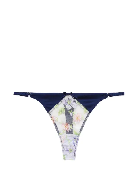 Fleur Du Mal embroidered thong Blue PY0575