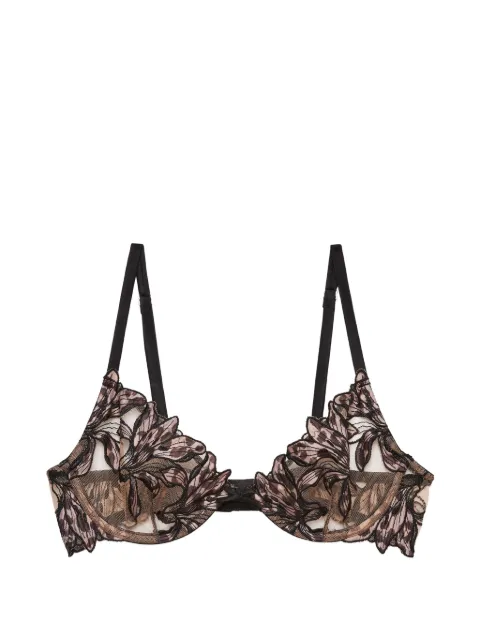 Fleur Du Mal Lily embroidery demi bra Black BR05221093